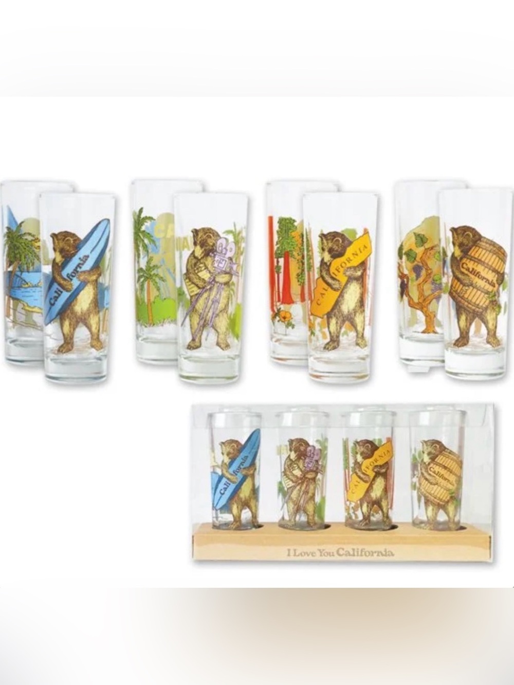 California Bear Tall Shot Glass Set